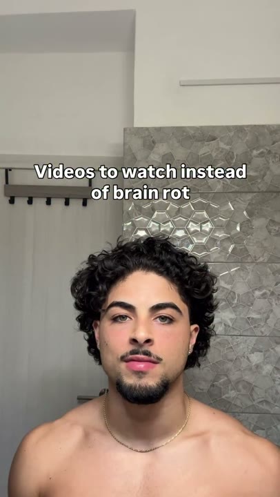 Frame at 2 seconds: Direct-to-camera selfie beneath “Videos to watch instead of brain rot.”