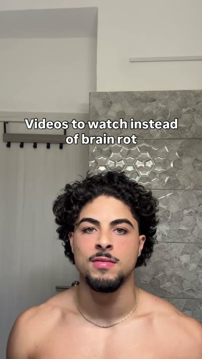 Frame at 3 seconds: Direct-to-camera selfie beneath “Videos to watch instead of brain rot.”