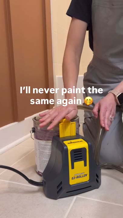 Frame at 1 seconds: Hands adjust the yellow pump component beside the paint can beneath the workflow-changing claim.