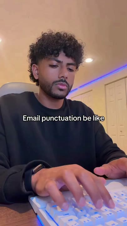 Poster of the video: Email Punctuation Overthinking as a Relatable Desk Skit
